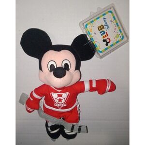 Disney Store 8"‎ Hockey Mickey Mouse Bean Bag with Jersey & Tag VTG
